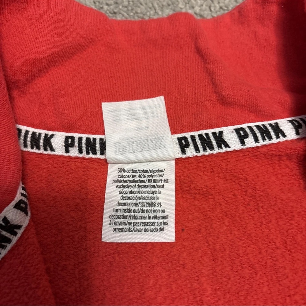 PINK Victoria's Secret Women’s M Red Quarter Zip Pullover Sweatshirt Sweater - Picture 7 of 11